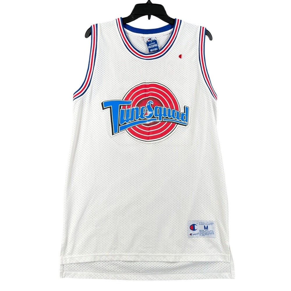 Vintage 90s Space Jam Champion Tune Squad Jersey Mens M Jordan White Basketball